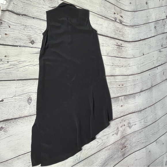 EQUIPMENT Femme Tira silk black asymmetrical hem sleeveless shirt dress, size XS - Picture 9 of 16